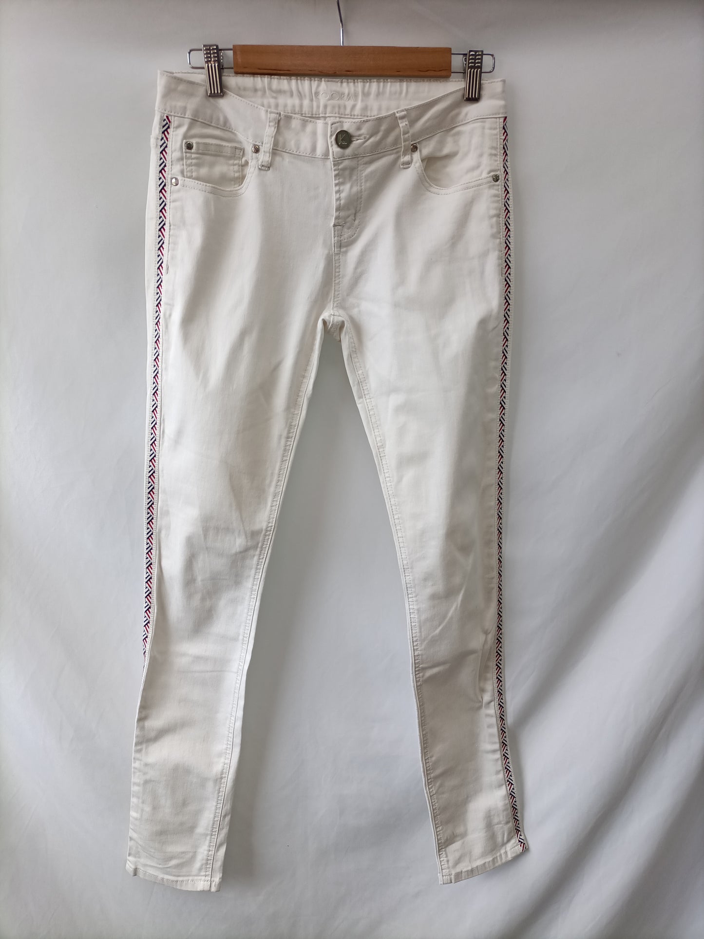 KOOKAï. White skinny pants with embroidered sides, size 36