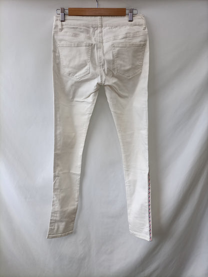 KOOKAï. White skinny pants with embroidered sides, size 36