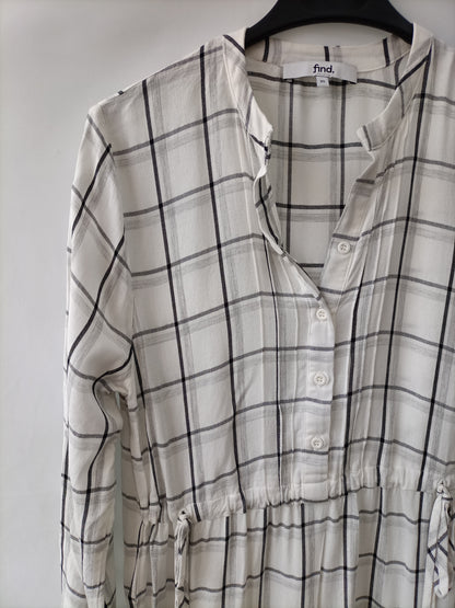 FIND. Vestido blanco de cuadros T xs