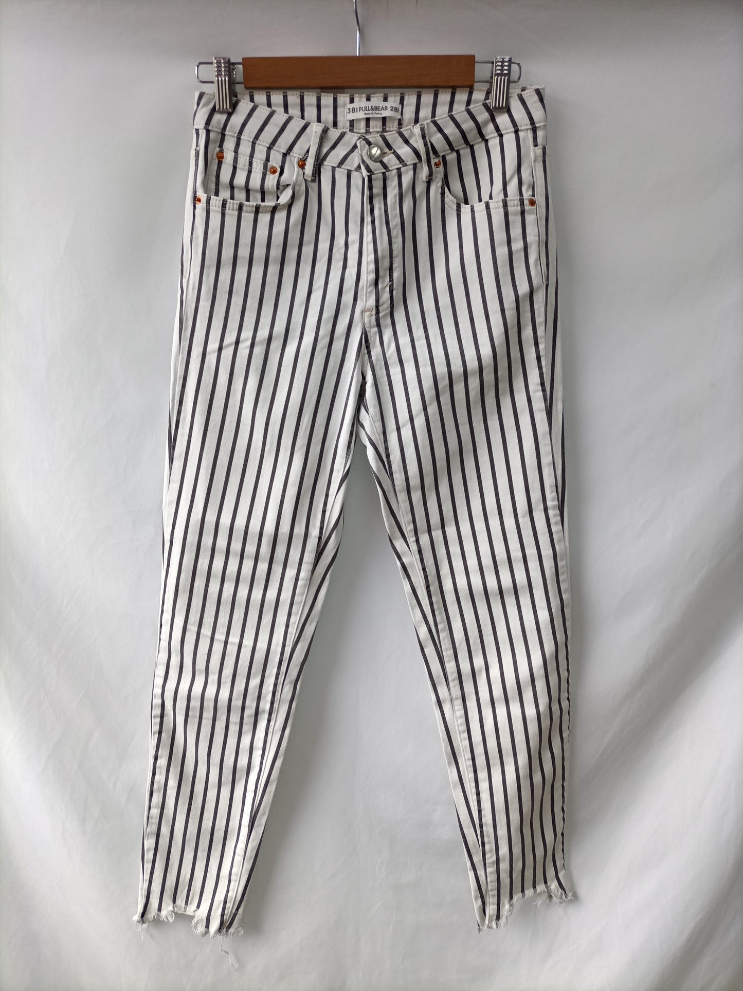 Striped denim trousers, size 38 Beiges 38