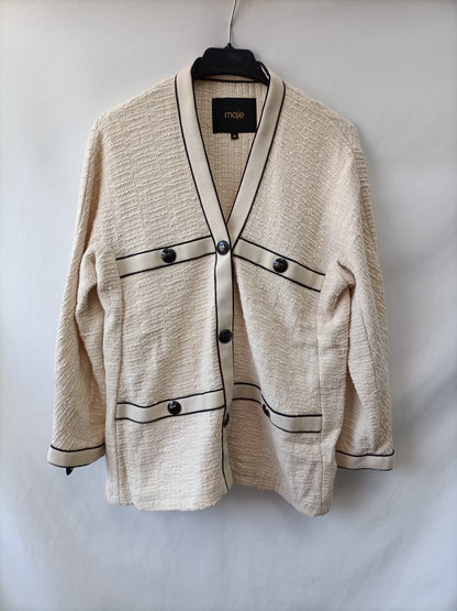 MAJE. Chaqueta beige tweed T.36