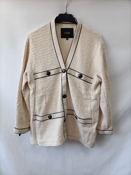 MAJE. Chaqueta beige tweed T.36