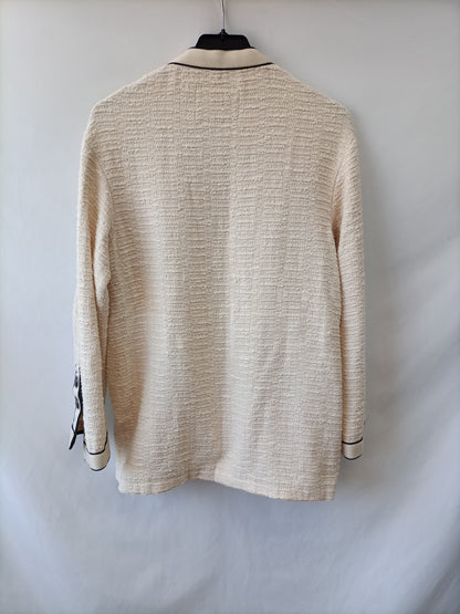 MAJE. Chaqueta beige tweed T.36