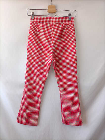 ZARA. Pantalón cuadros rojo T.xs