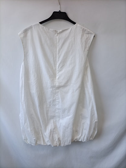 COS.White elastic blouse S.38