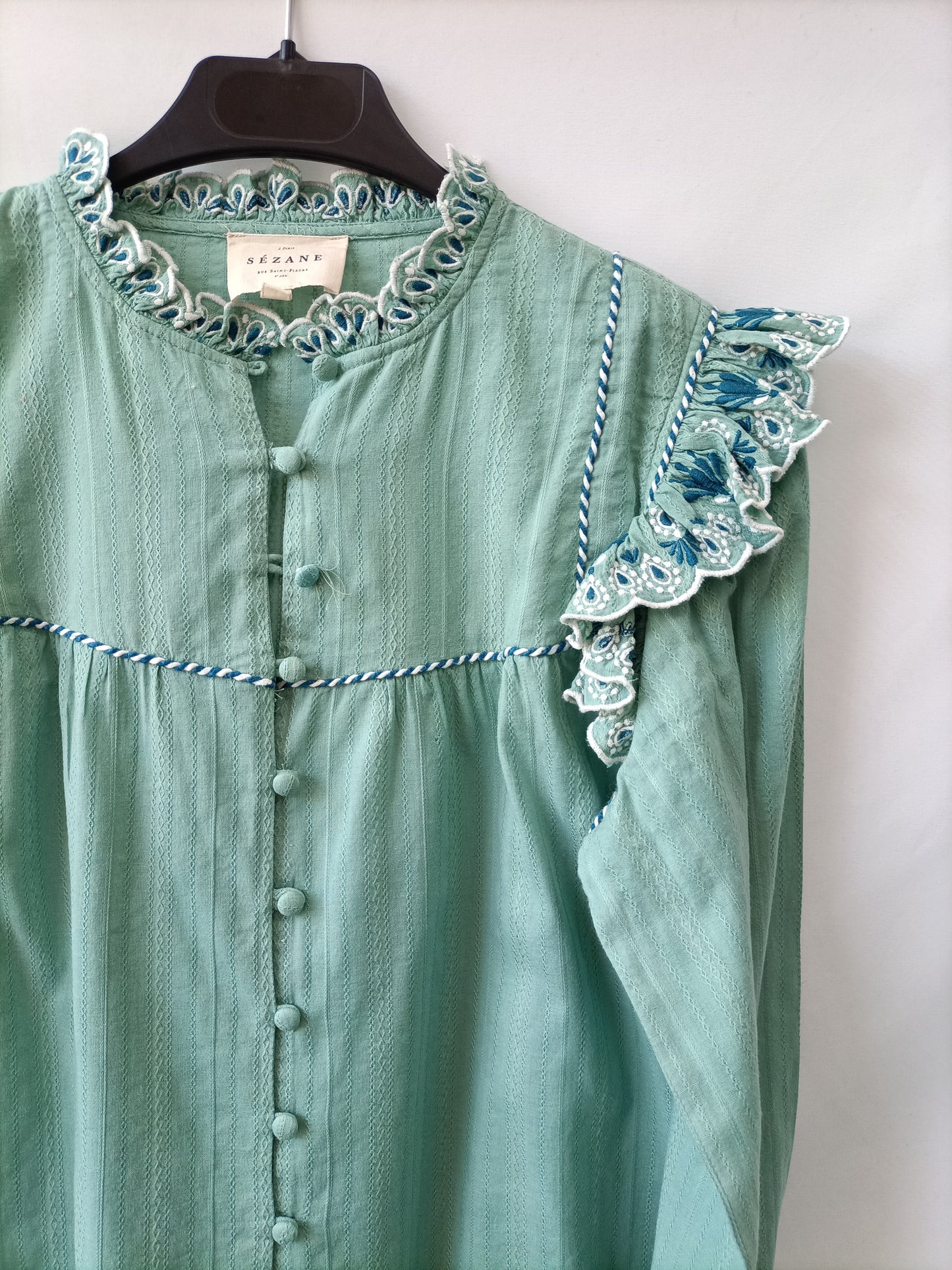 SÉZANE.Blusa verde agua T.36