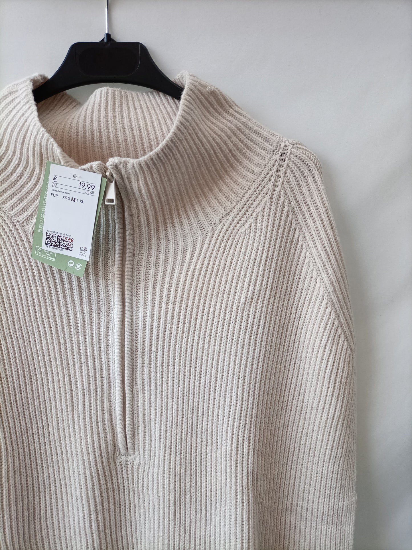 H&M. Vestido punto beige T.m