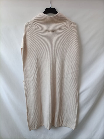 H&M. Vestido punto beige T.m