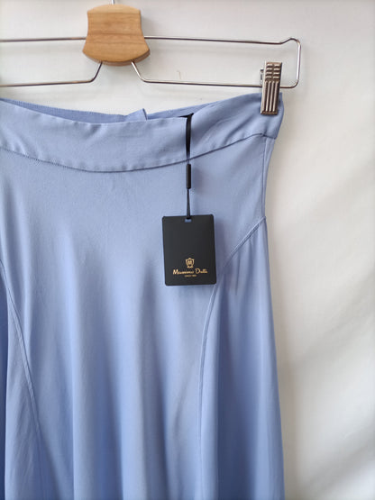 MASSIMO DUTTI. Falda azul fluida T.36