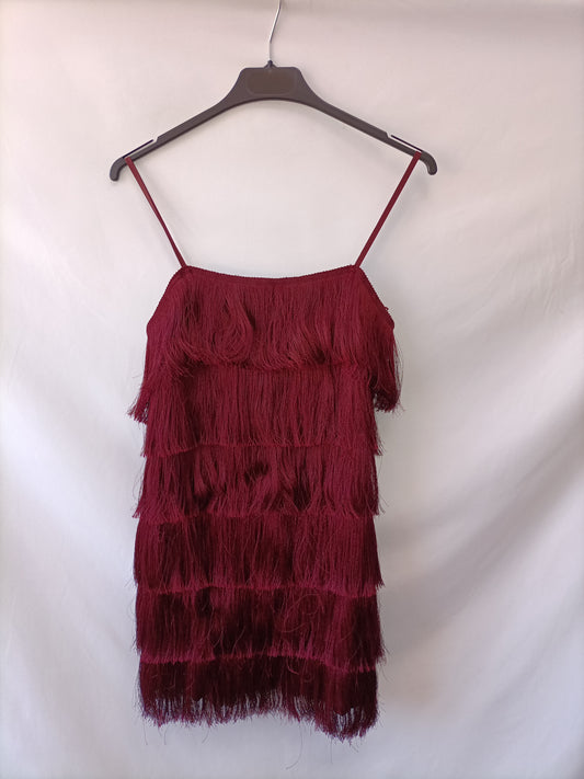 MANGO.Vestido flecos T.XS