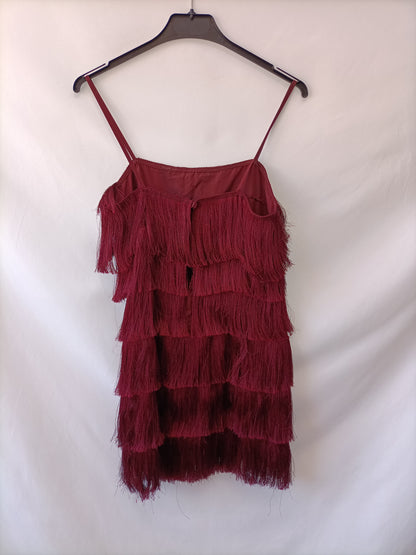 MANGO.Vestido flecos T.XS