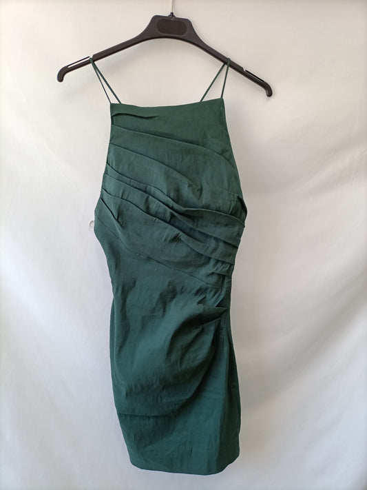 ZARA.Vestido verde ajustado T.XS
