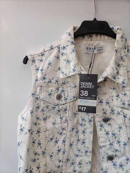 PRIMARK.Chaleco denim florecitas T.38
