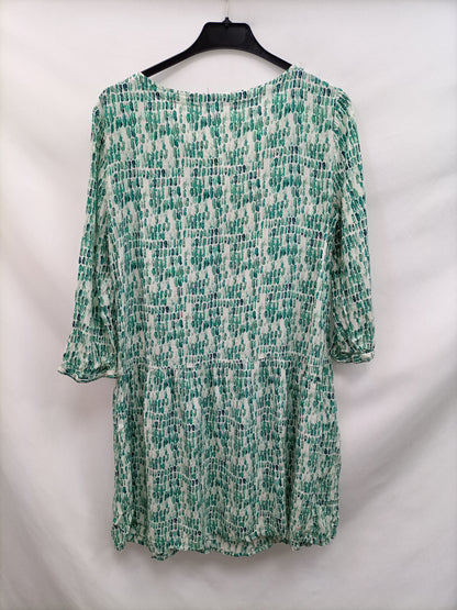 LA REDOUTE.Vestido estampado verdes T.40
