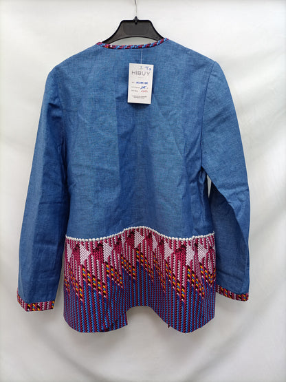NOMADI DELUXE. Chaqueta azul estampada T.s