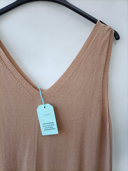 OTRAS.Vestido largo punto beige T.M/L