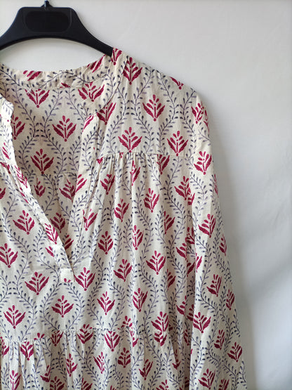 OTRAS. Vestido largo beige flore T.u(s/m)