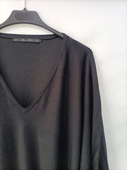 ZARA.Jersey punto negro manga corta T.m