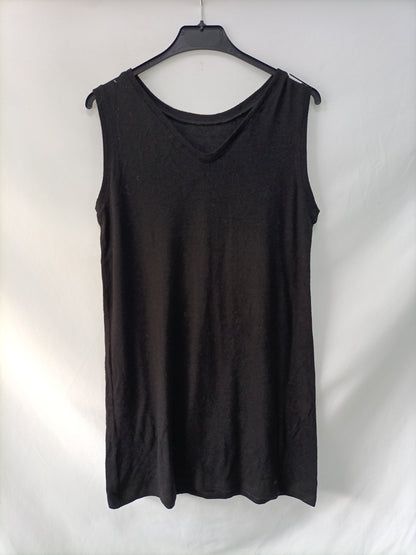 OTRAS.Vestido mini/camiseta punto negro T.s/m
