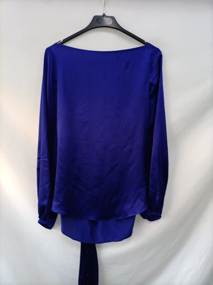 HOSS INTROPIA. Blue backless blouse, size 36