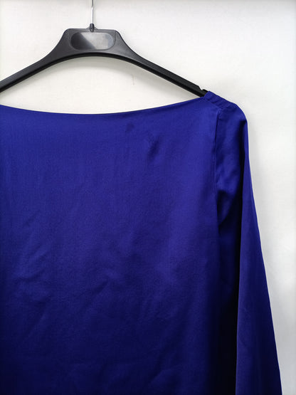 HOSS INTROPIA. Blue backless blouse, size 36