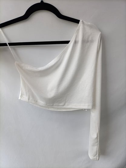 SHEIN. Top asimétrico blanco  T.l