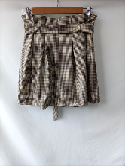 BERSHKA. Falda cuadros marrones T.m