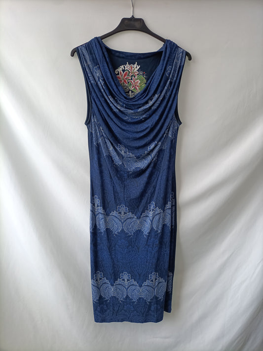 DESIGUAL. Vestido escote azul T. M