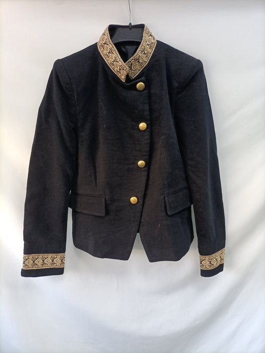 ZARA. Chaqueta militar negra T.m