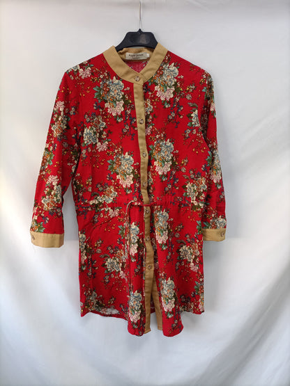MAPLE JERSEY. Vestido rojo flores T.s/m