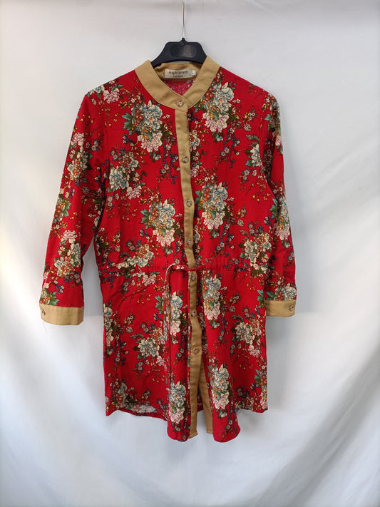 MAPLE JERSEY. Vestido rojo flores T.s/m