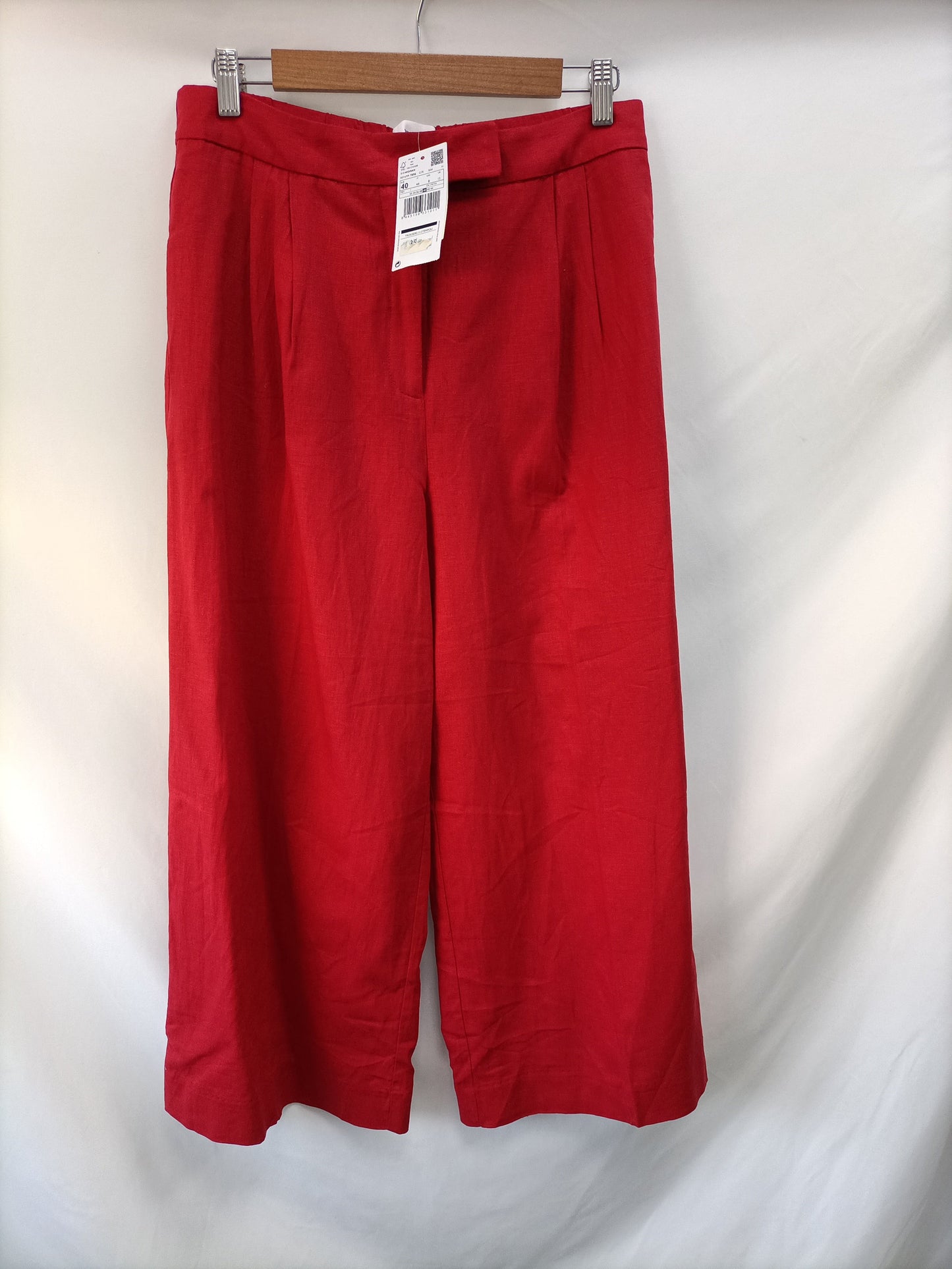 MANGO. Pantalón culotte lino T.40