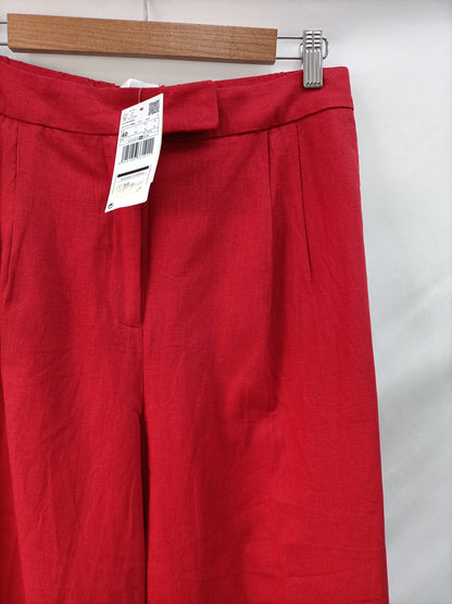 MANGO. Pantalón culotte lino T.40