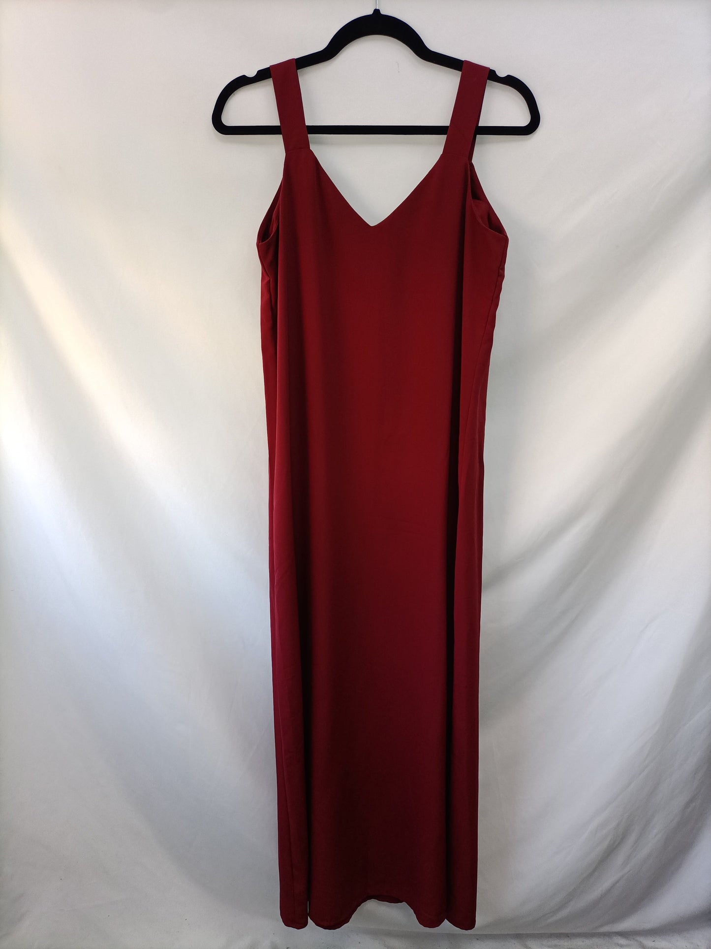 MANGO. Vestido largo burdeos T.m