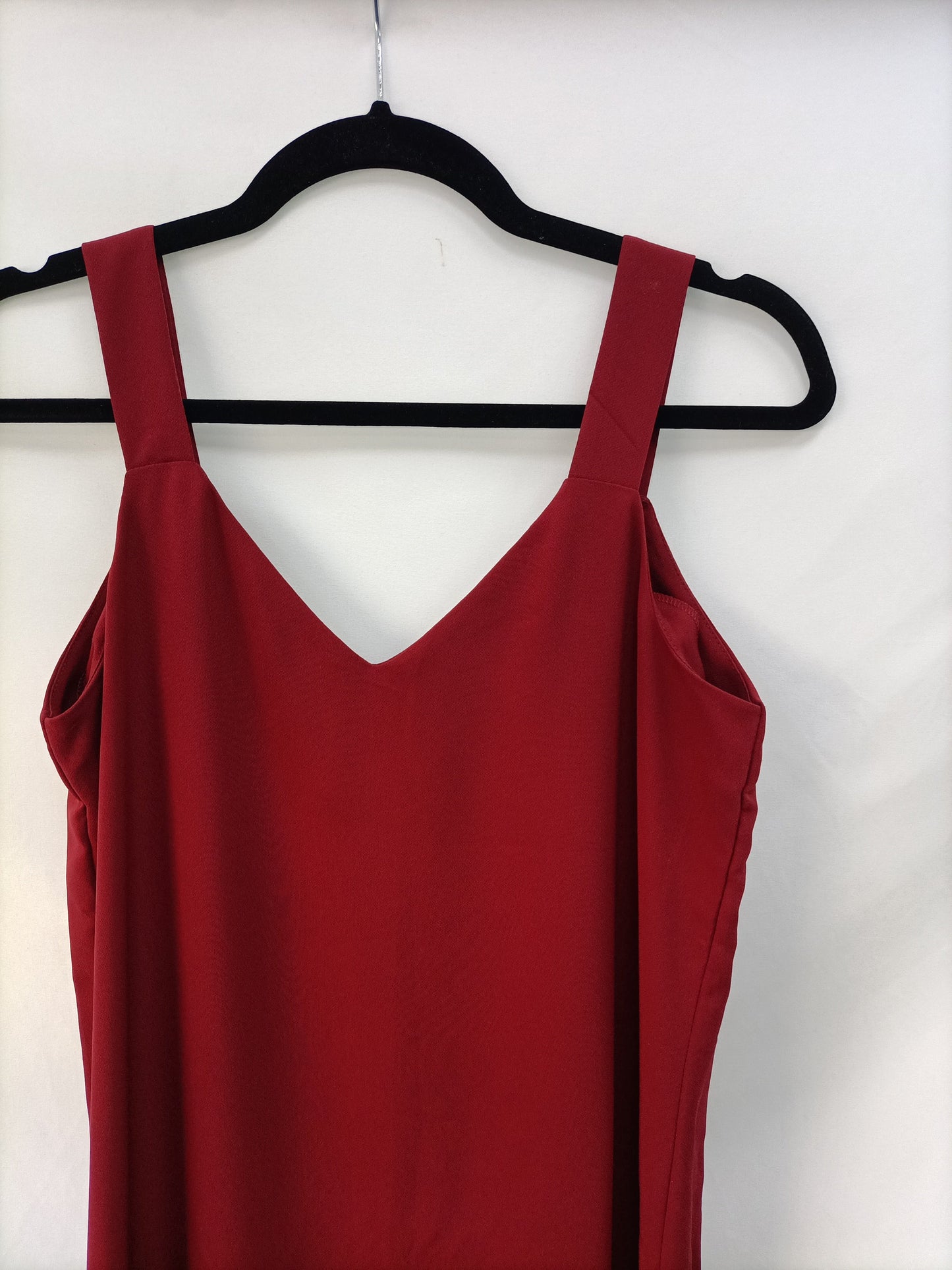 MANGO. Vestido largo burdeos T.m