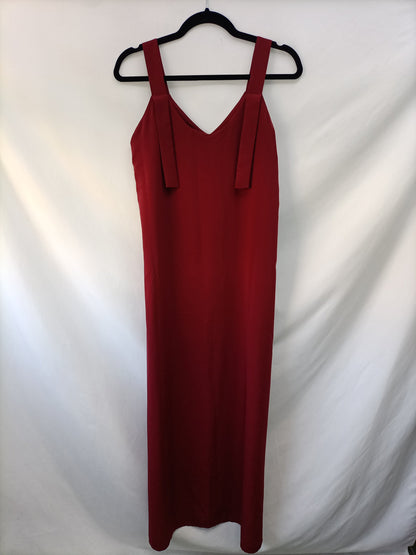 MANGO. Vestido largo burdeos T.m