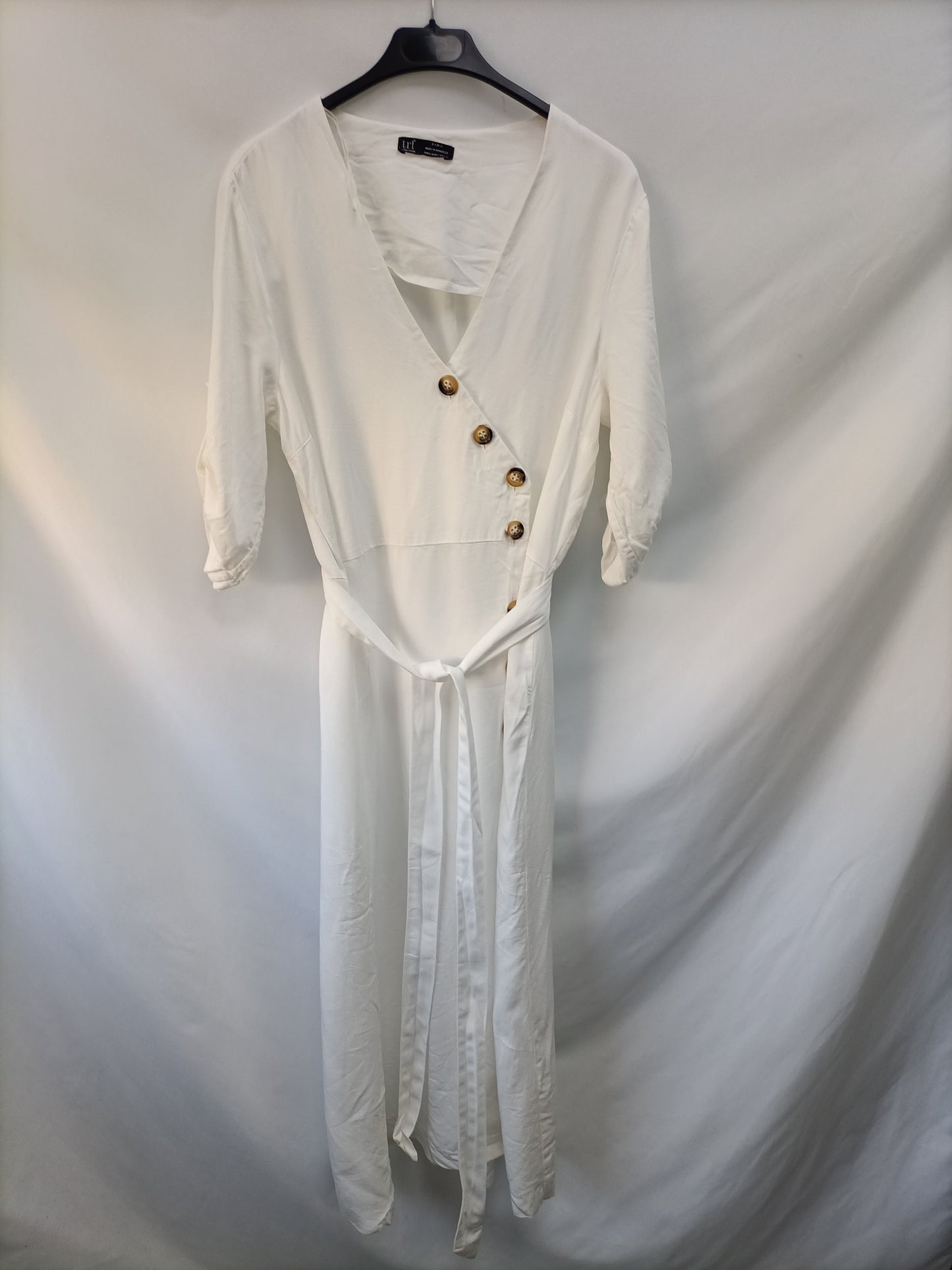 ZARA. Vestido midi blanco T.l
