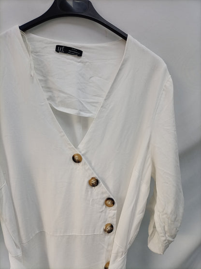 ZARA. Vestido midi blanco T.l