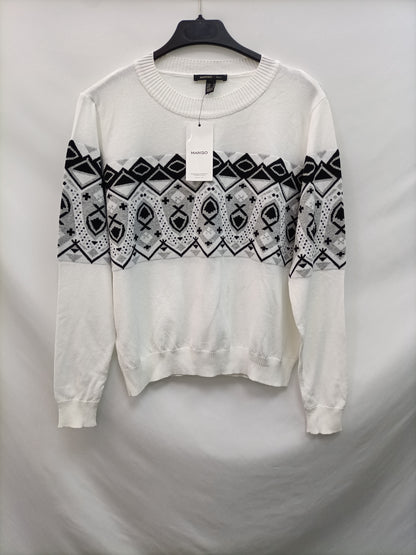 MANGO. Jersey blanco dibujos T.m