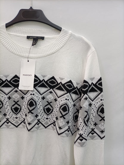 MANGO. Jersey blanco dibujos T.m