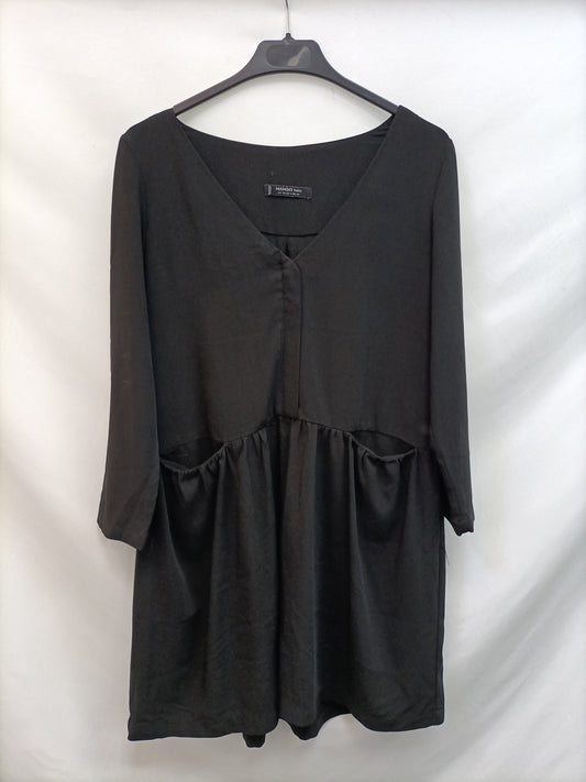 MANGO. Vestido negro Fluido T.xs