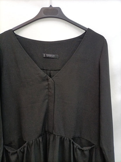MANGO. Vestido negro Fluido T.xs