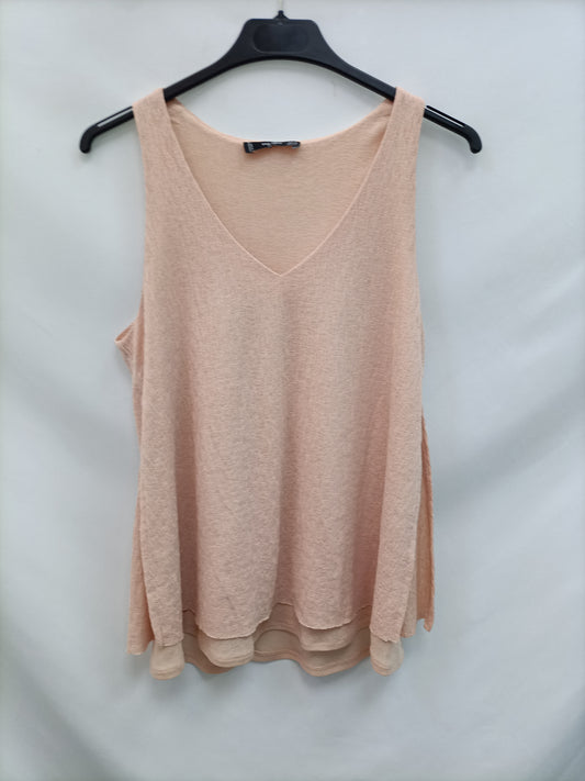 MANGO. Top rosa elástico T.s