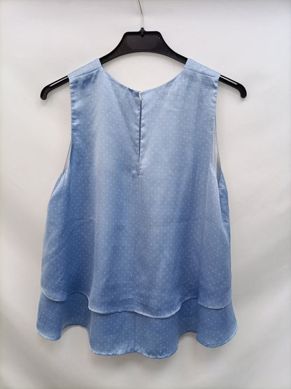 MANGO. Blue polka dot Ts top