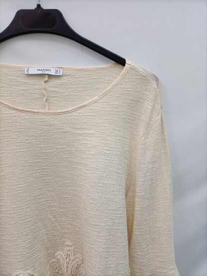 MANGO. Camiseta croché T.m