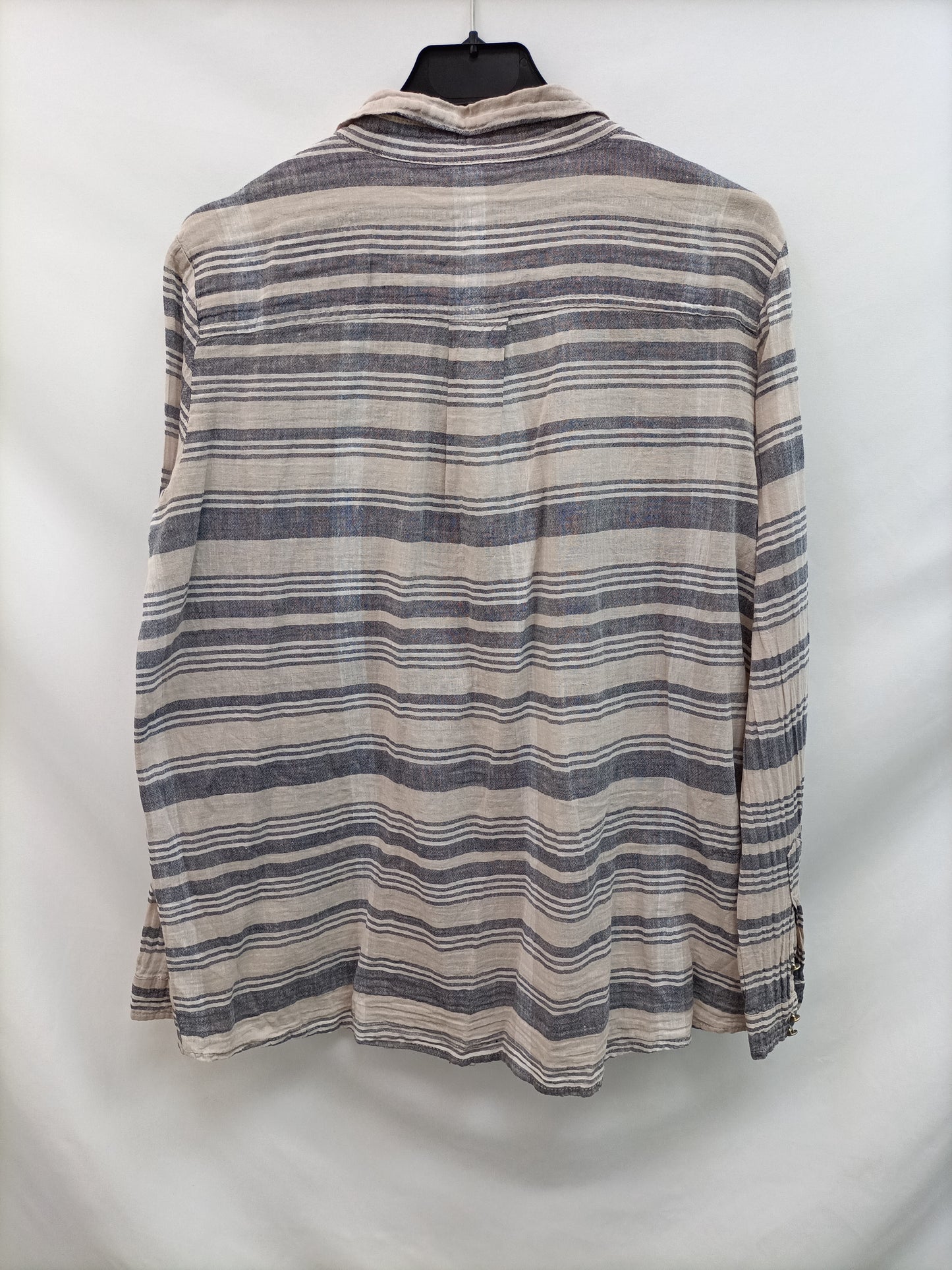 MANGO. Camisa rayas lino T.m