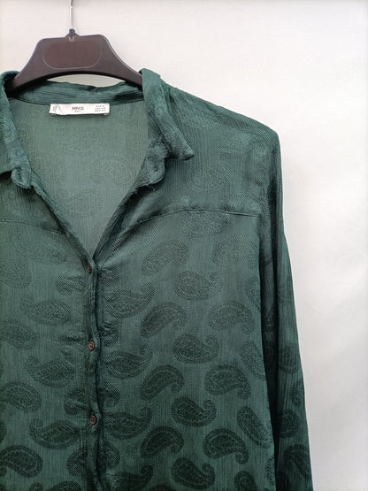 MANGO. Amoeba Green Ts Blouse