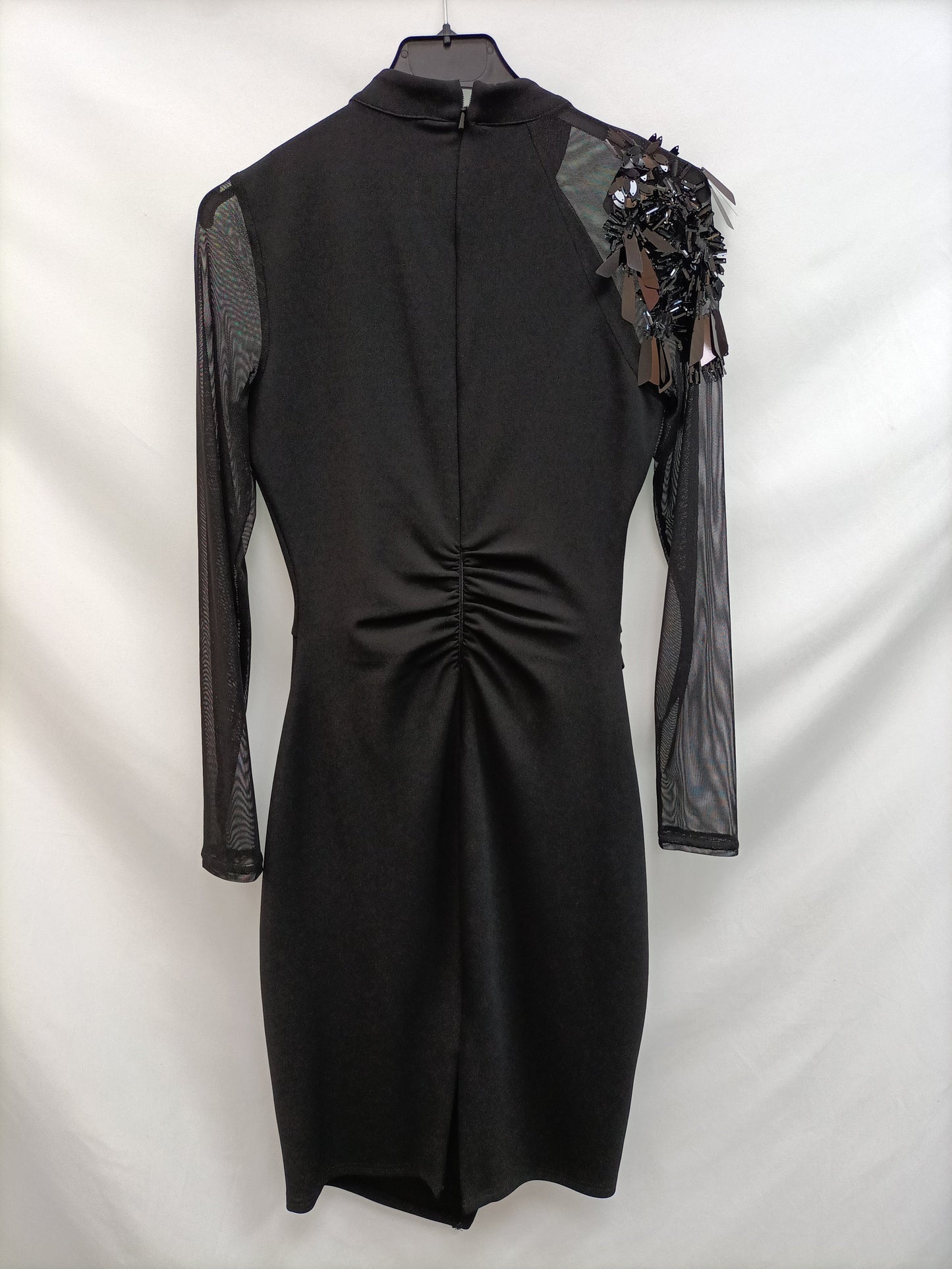 COAST. Vestido negro mangas tull T.36