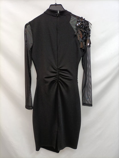 COAST. Vestido negro mangas tull T.36