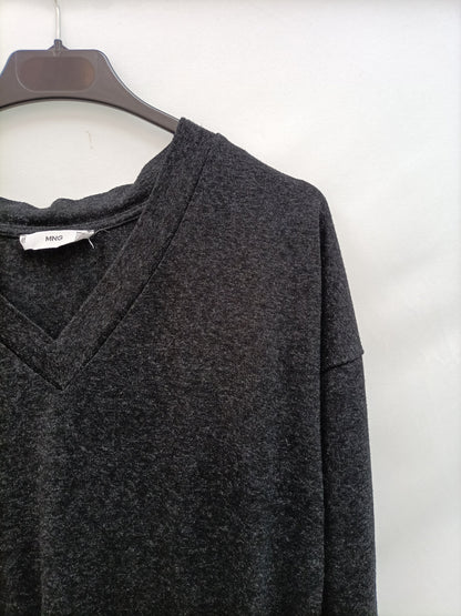 MANGO. Camiseta gris jaspeado T.xs